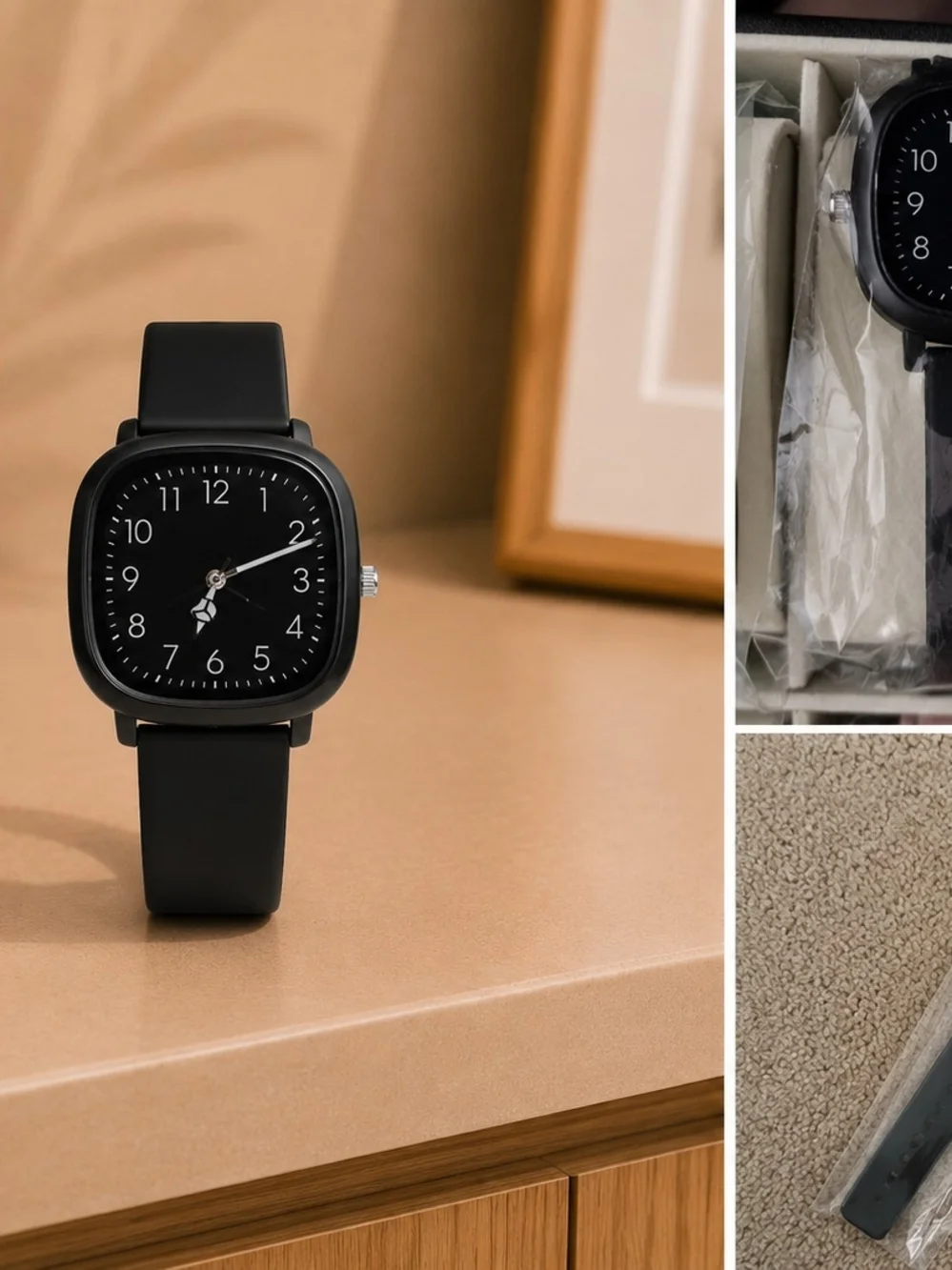 Blue Silicone Square Watch - Unbranded